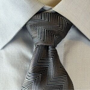 Pronto Uomo Men’s Necktie Gray Chevron Patterned Tie
